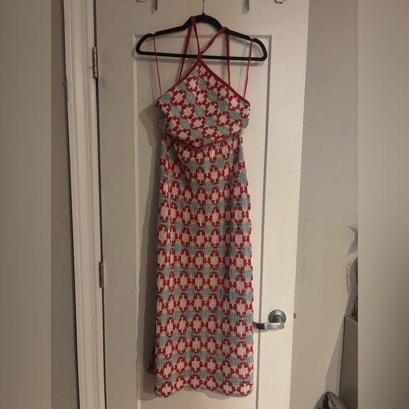 NWT - Zara Knit Maxi Dress - Zara Red and Blue Patterned Maxi Dress, size medium - Picture 12 of 15